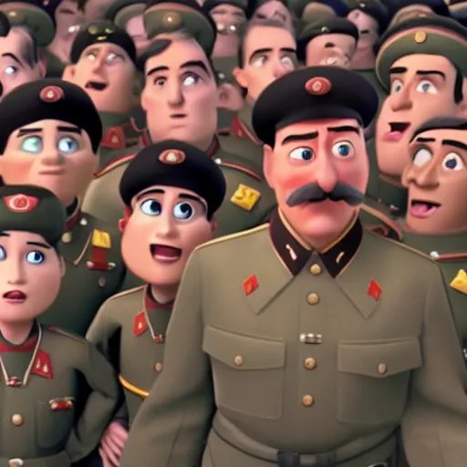 KREA still of a pixar film about joseph stalin, 4 k, highly detailed
