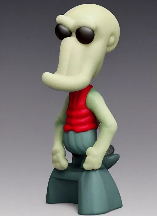 KREA funko pop figure of handsome squidward, chiseled jaw, sharp