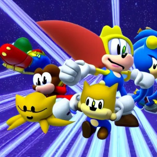 KREA super smash bros brawl with squidward tentacles and patrick star