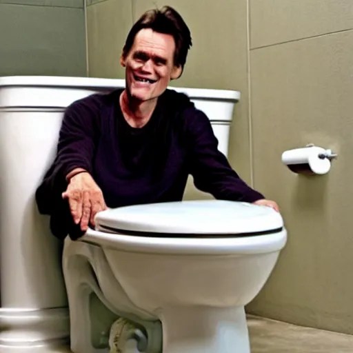 KREA Jim Carrey inside a toilet bowl