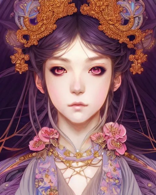 KREA symmetry!!!!!! beautiful anime summer princess close portrait