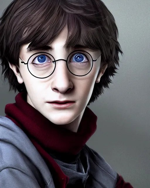 KREA portrait of a small, skinny 1 7 year old boy harry potter