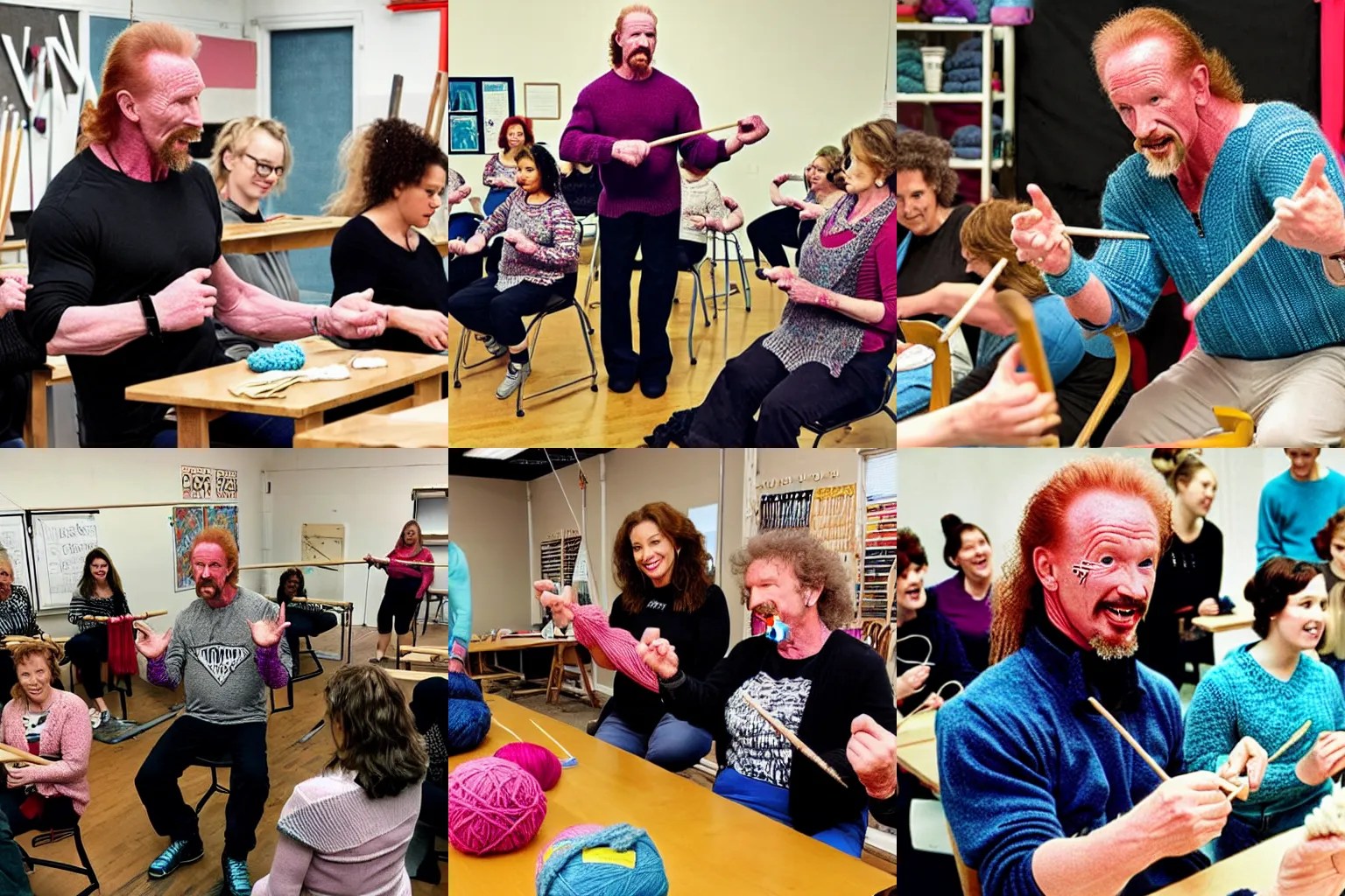 KREA Diamond Dallas Page teaching a knitting class. photo from New York Magazine