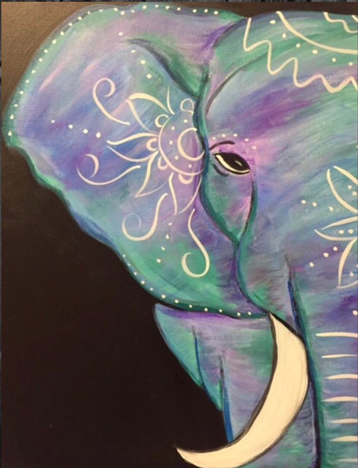 Boho Elephant ZOOM Paint and Sip Class With Supply Kit Generations