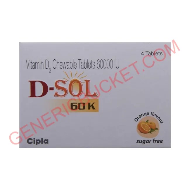 DSol 60K Vitamin D3 tablets Cholecalciferol 60,000 iu genericbucket