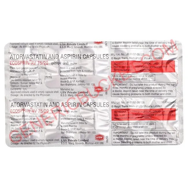 Ecosprin AV 75/20 Capsule Atorvastatin (20 )/Aspirin genericbucket