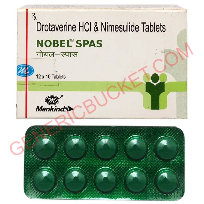Nobel Spas 40mg/100mg Tablet Drotaverine/Nimesulide genericbucket