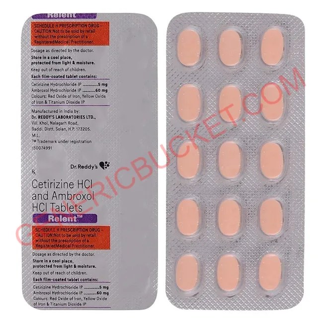 Relent Tablet Cetirizine (5mg) + Ambroxol (60mg) genericbucket