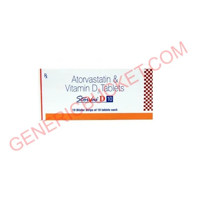 Storvas D 10 Tablet Atorvastatin/Vitamin D3 (1000IU)