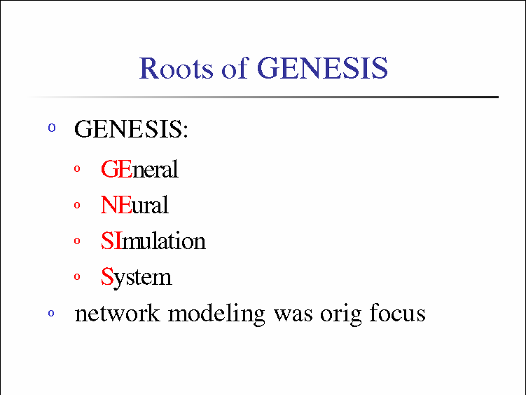 Roots of GENESIS