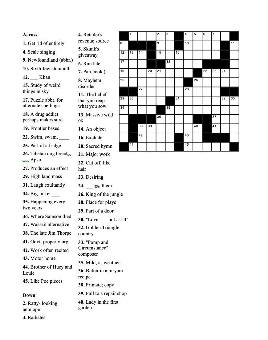 Crossword Puzzle, August 7, 2019 Geneva Shore Report
