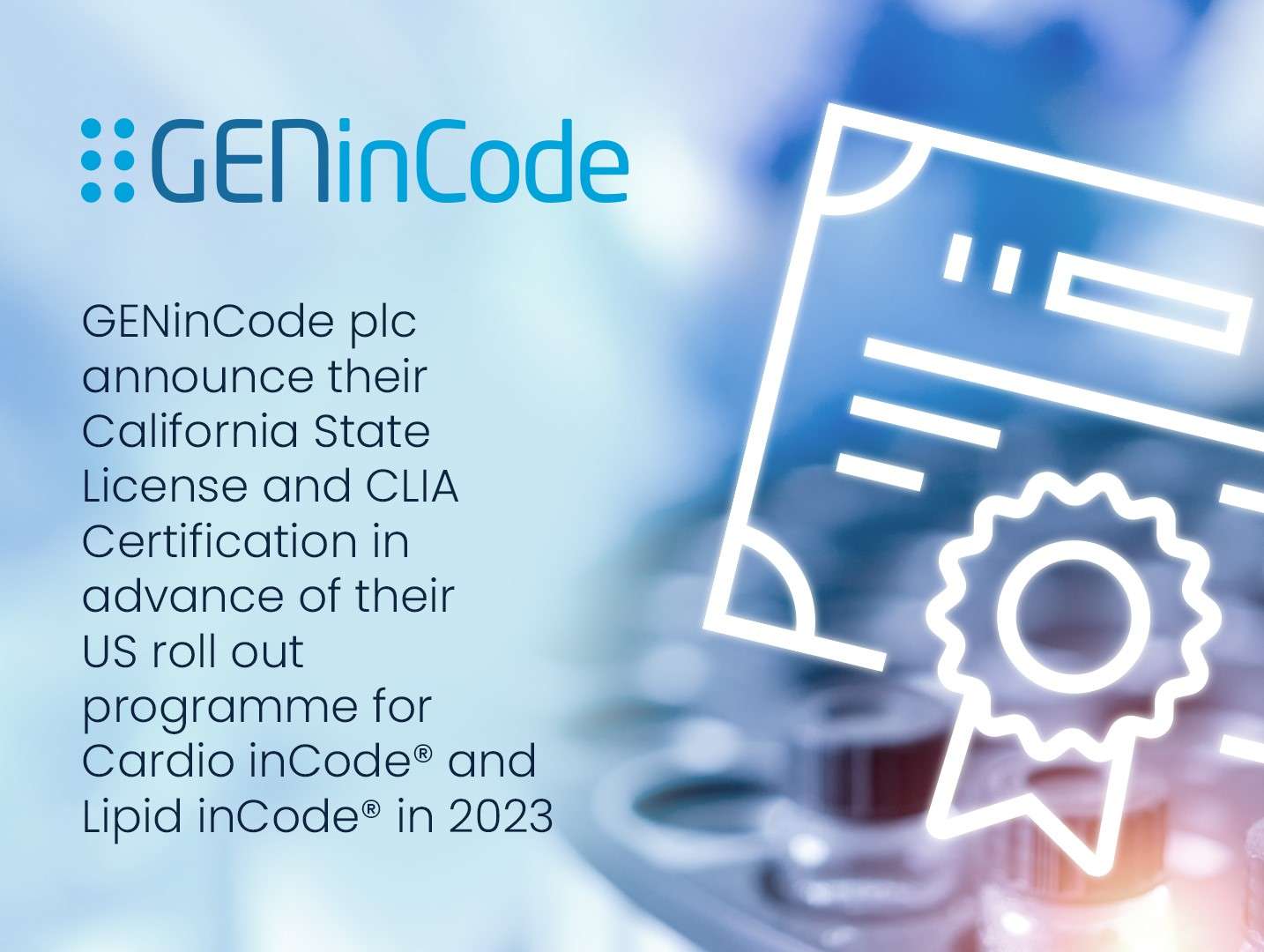 Approval of California state license and CLIA certification opens US