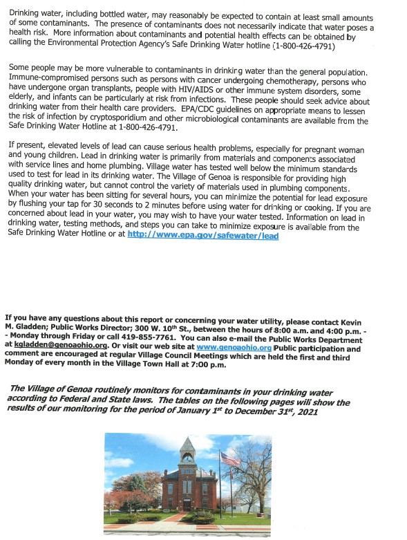 Emergency Numbers Village of Genoa