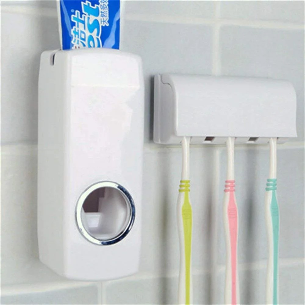 TGS Automatic Toothpaste Dispenser & Tooth Brush Holder (White) Gen