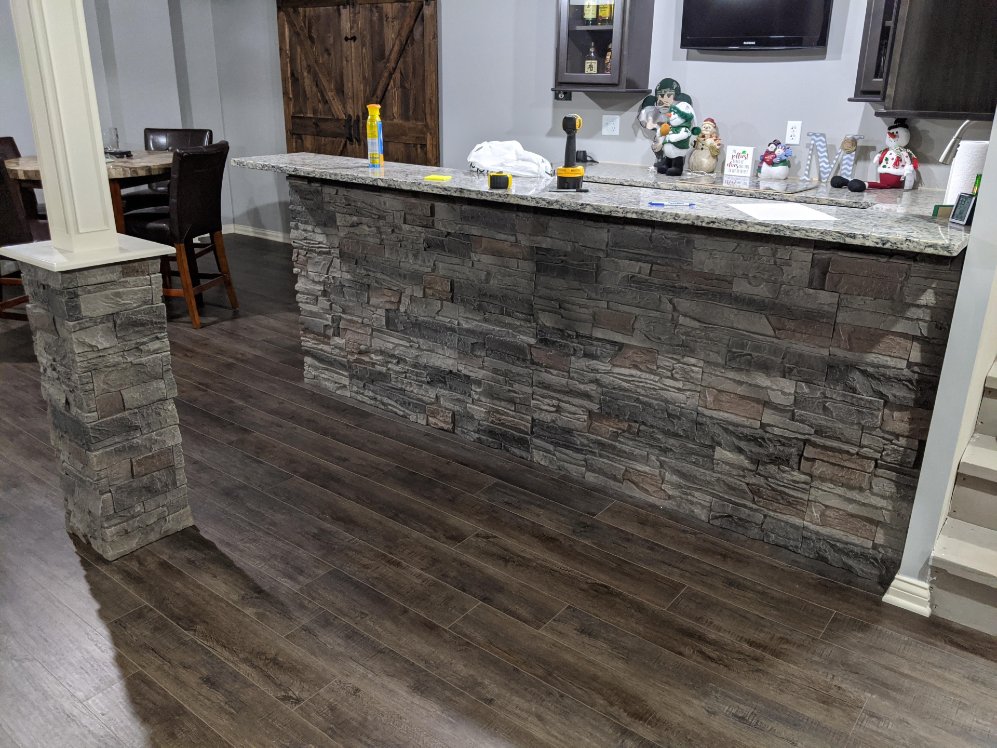 Matt's Faux Stone Basement Bar Design GenStone