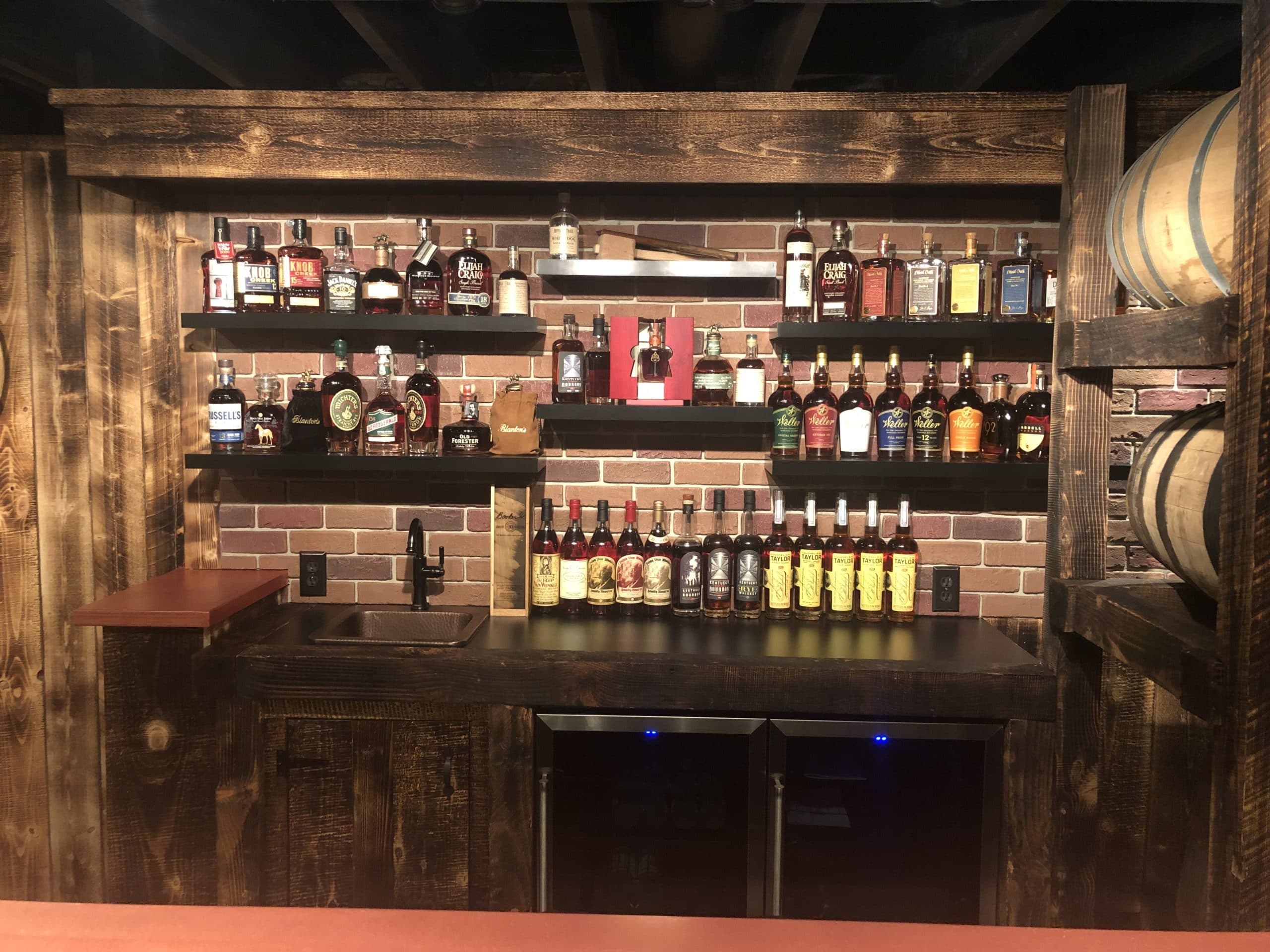 James' Brick Veneer Basement Bar and Fireplace GenStone