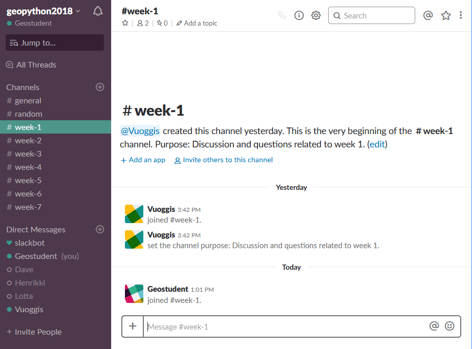 Communicating with Slack — GeoPython site documentation