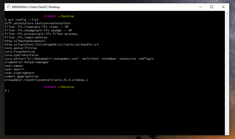 First time Git setup