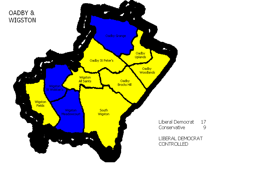 Oadby And Wigston Map Oadby and Wigston Borough Council Election 2003