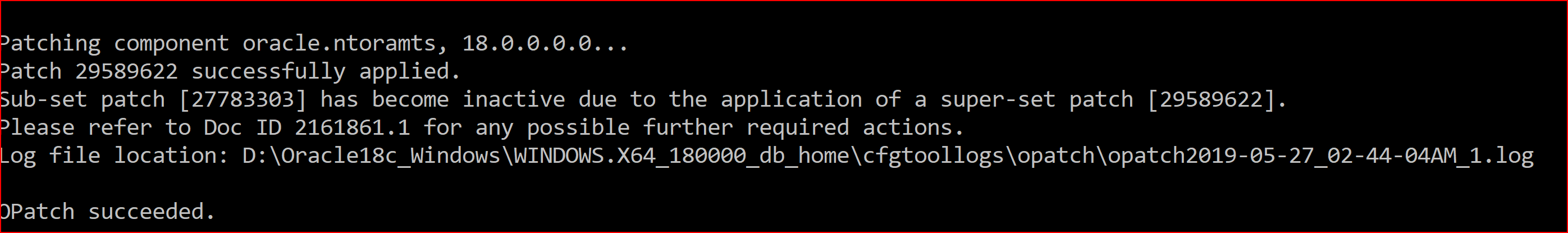 Error in Text The Oracle Home DOPATCH is not OUI based home. Please