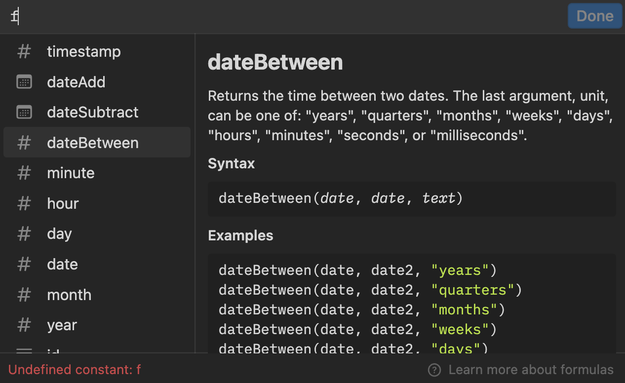 How to calculate the number of days between two dates in Notion Geoff