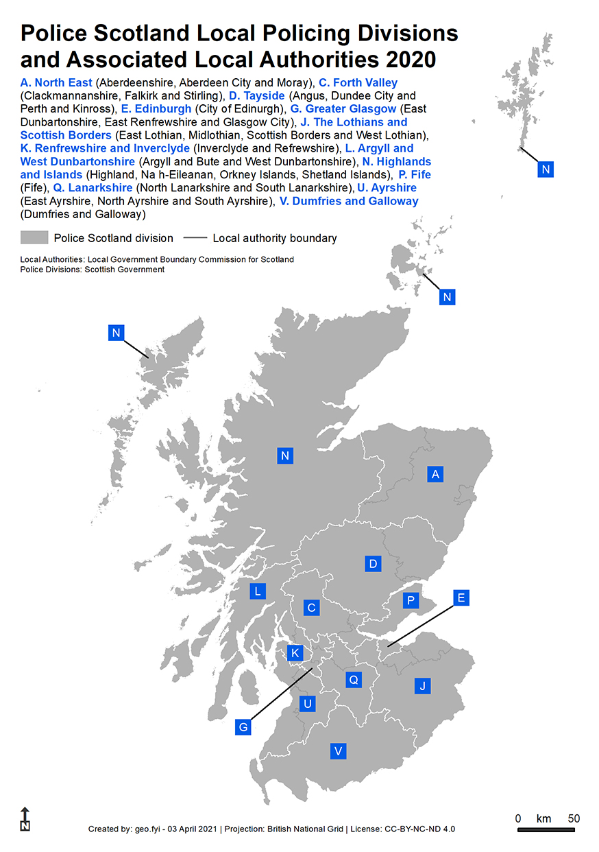 Police Scotland Commands, Divisions and Subdivisions geo.fyi
