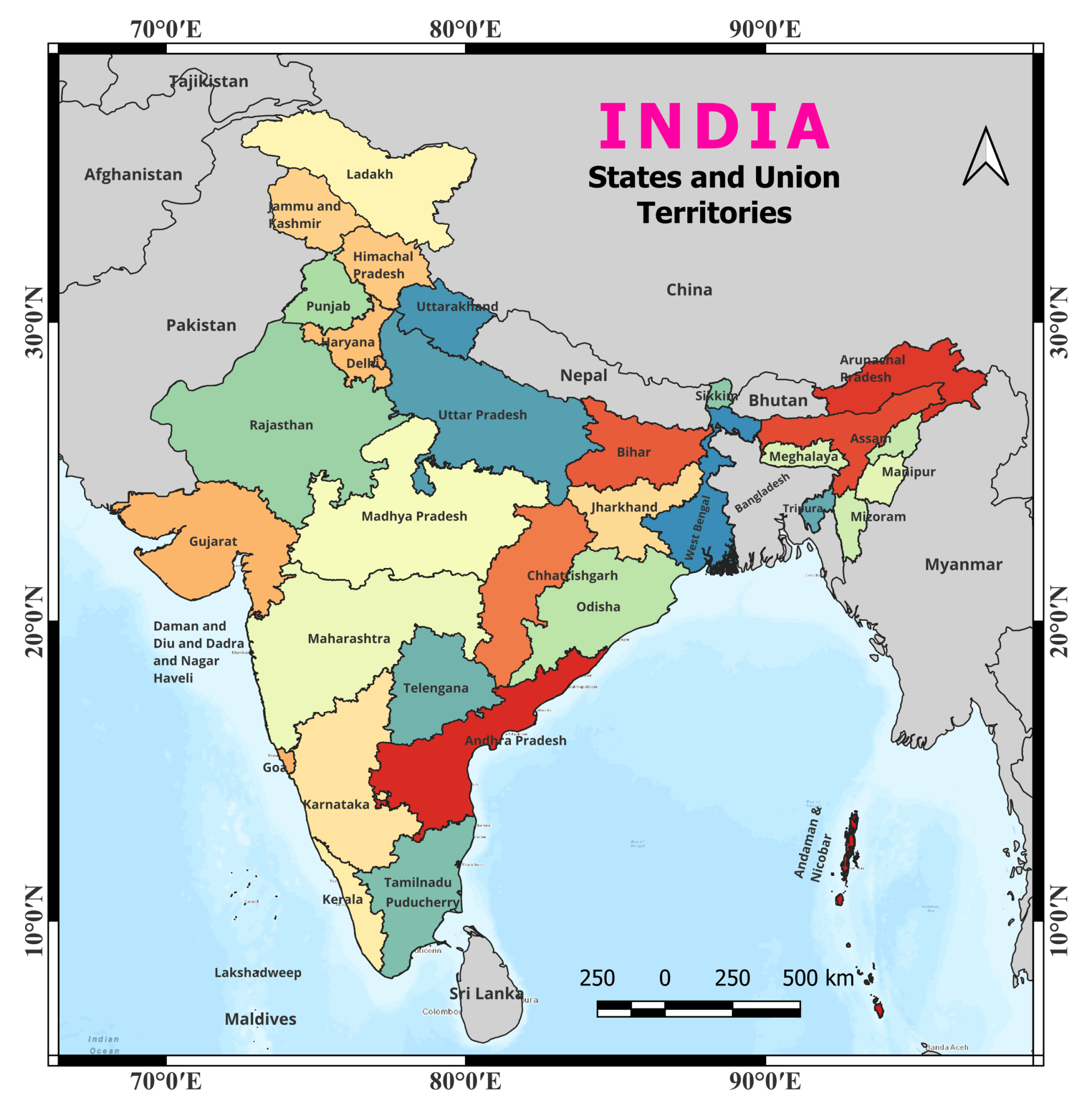 India Political Map pdf download (free) Geographical Analysis