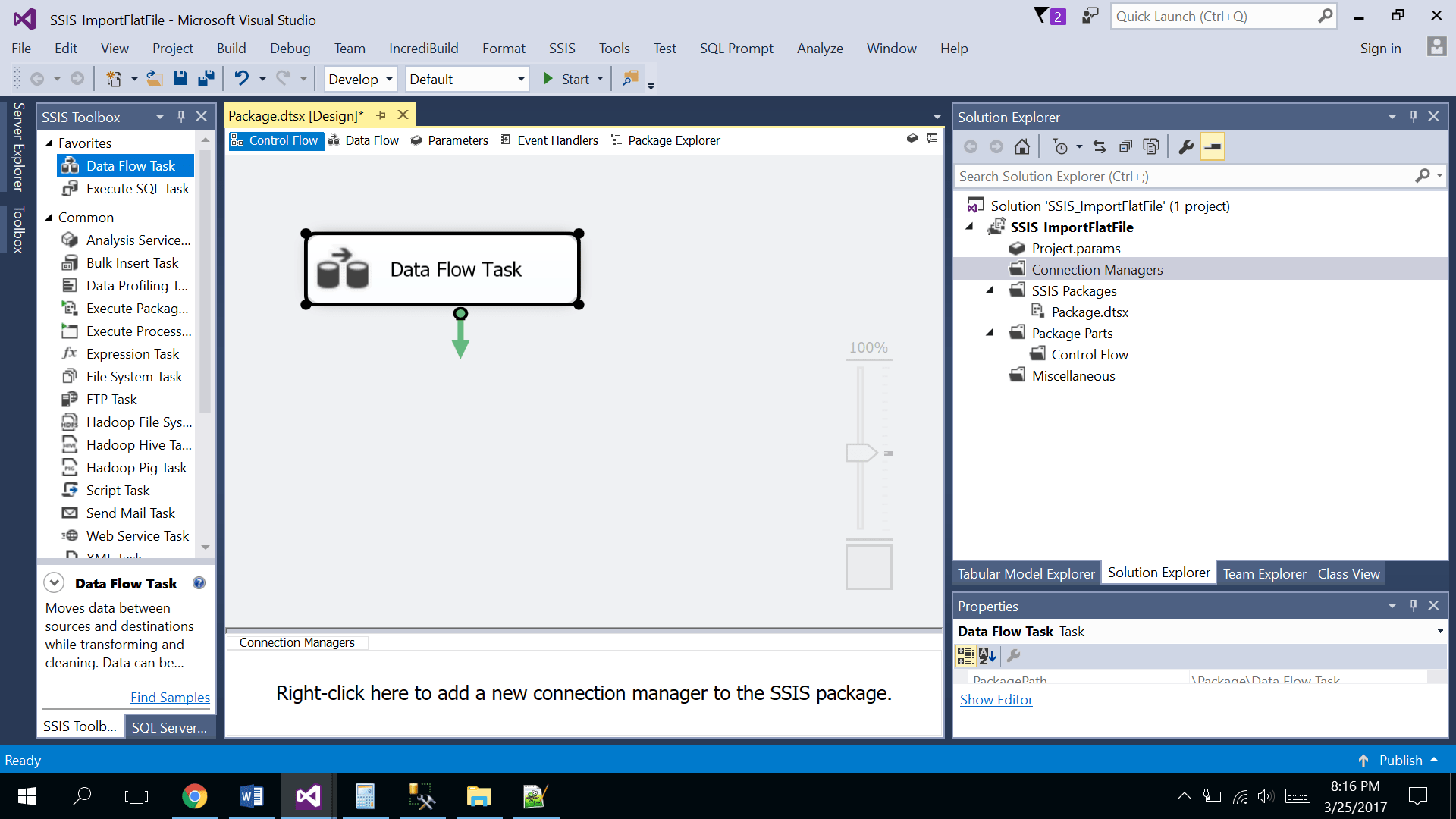 How to import a Flat File into a SQL Server database using SSIS