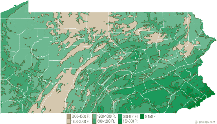 Topo Map Of Pa Pennsylvania Physical Map And Pennsylvania Topographic Map