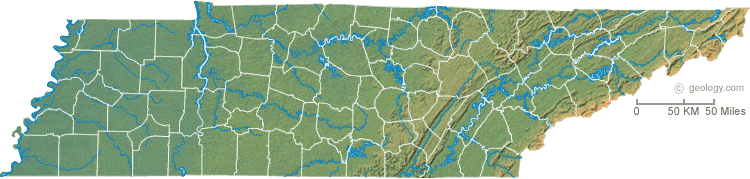 Topographic Map Of Tennessee Tennessee Physical Map And Tennessee Topographic Map