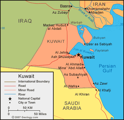 Kuwait Map In Asia Kuwait Map And Satellite Image