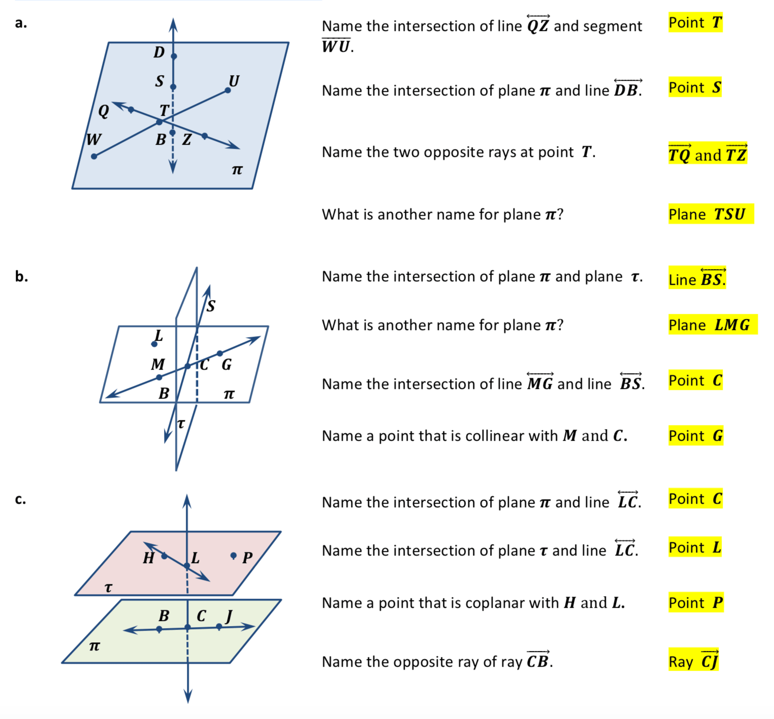 geometry worksheet 1 1 points lines and planes