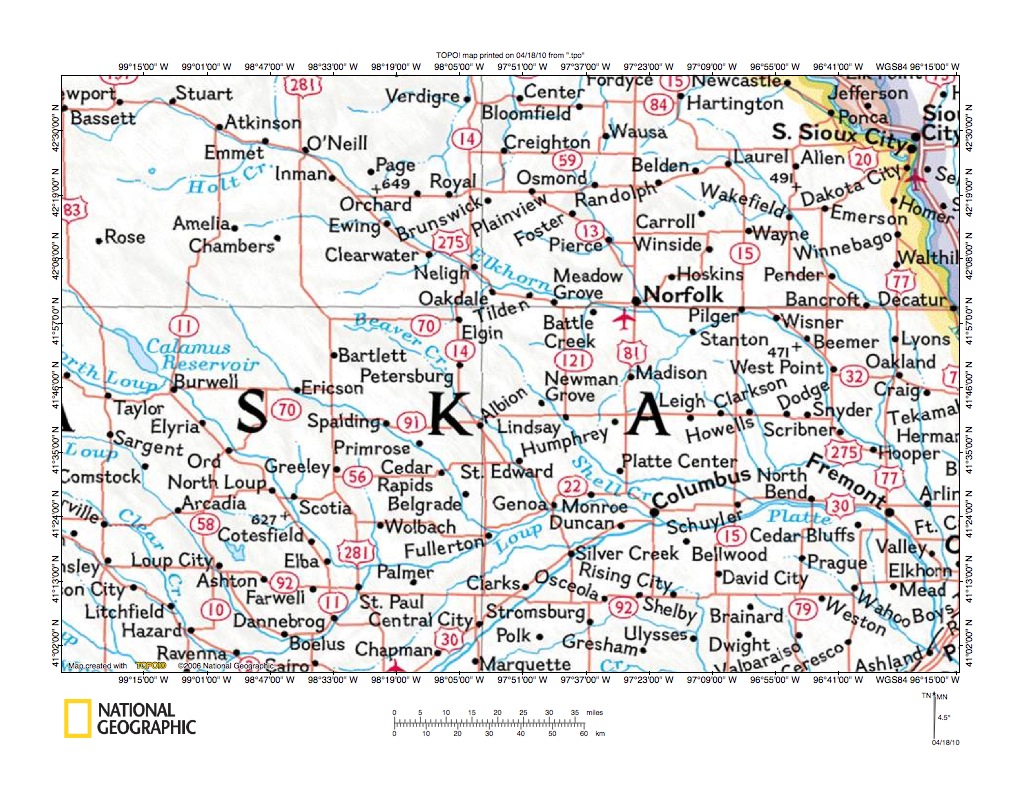 Elkhorn RiverLoup River drainage divide area landform origins between