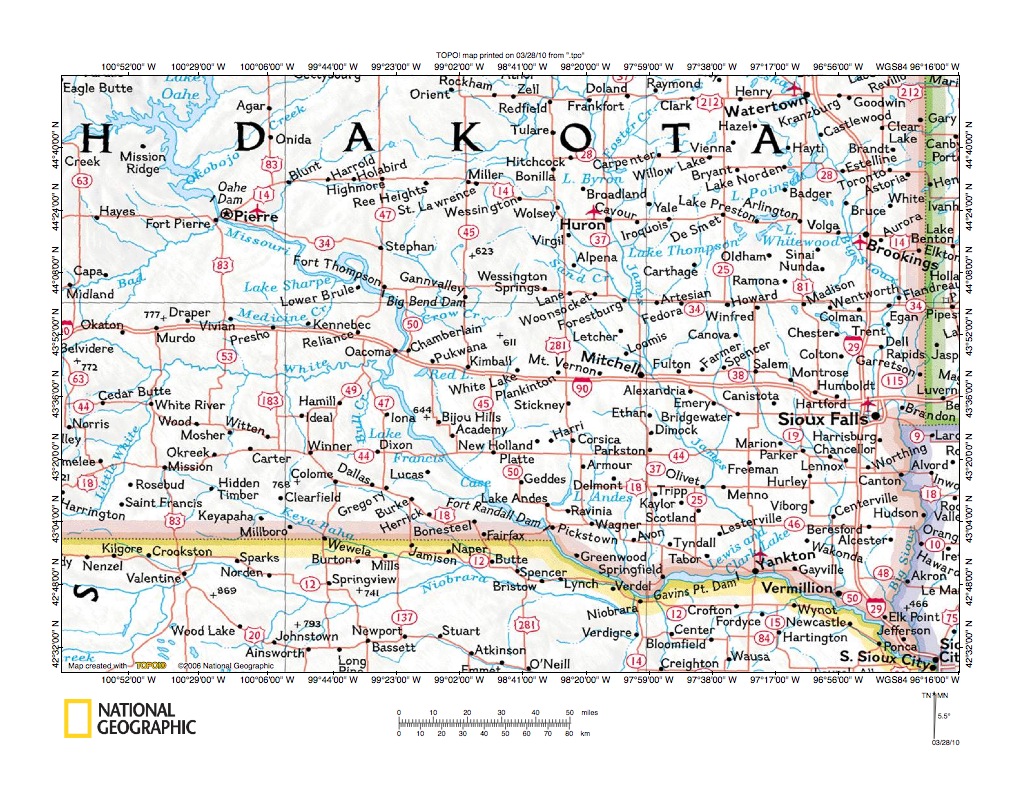 Missouri RiverJames River drainage divide area landform origins in