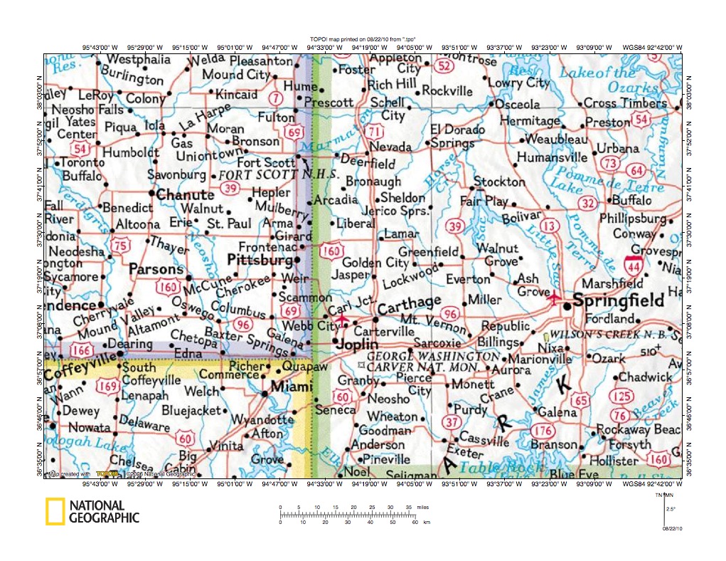 Little Osage RiverNeosho River drainage divide area landform origins