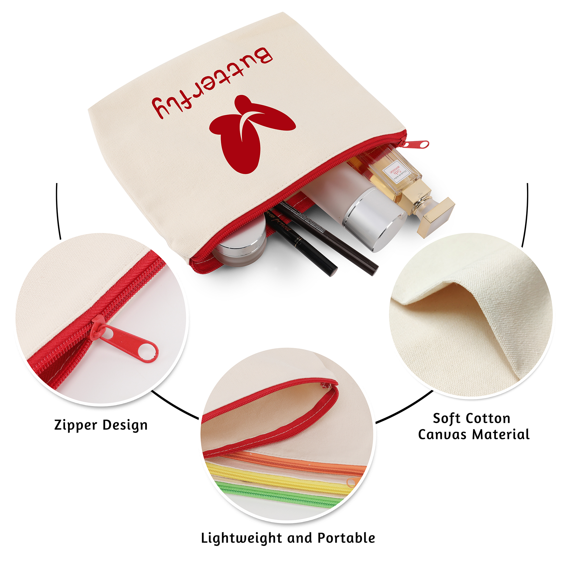 12 Oz Canvas Zipper Pouch Makeup Bag Geo Promos