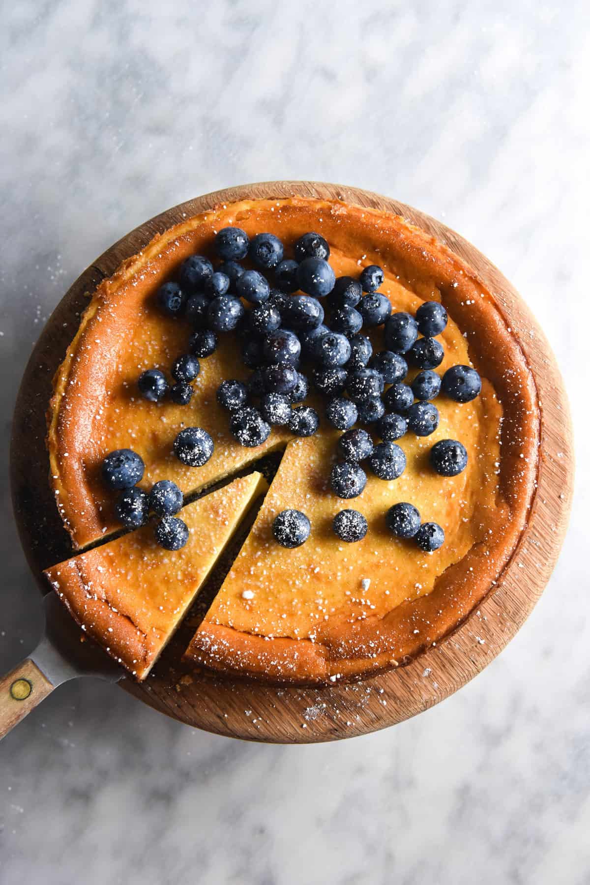 Lactose free vanilla cheesecake with gluten free shortbread base