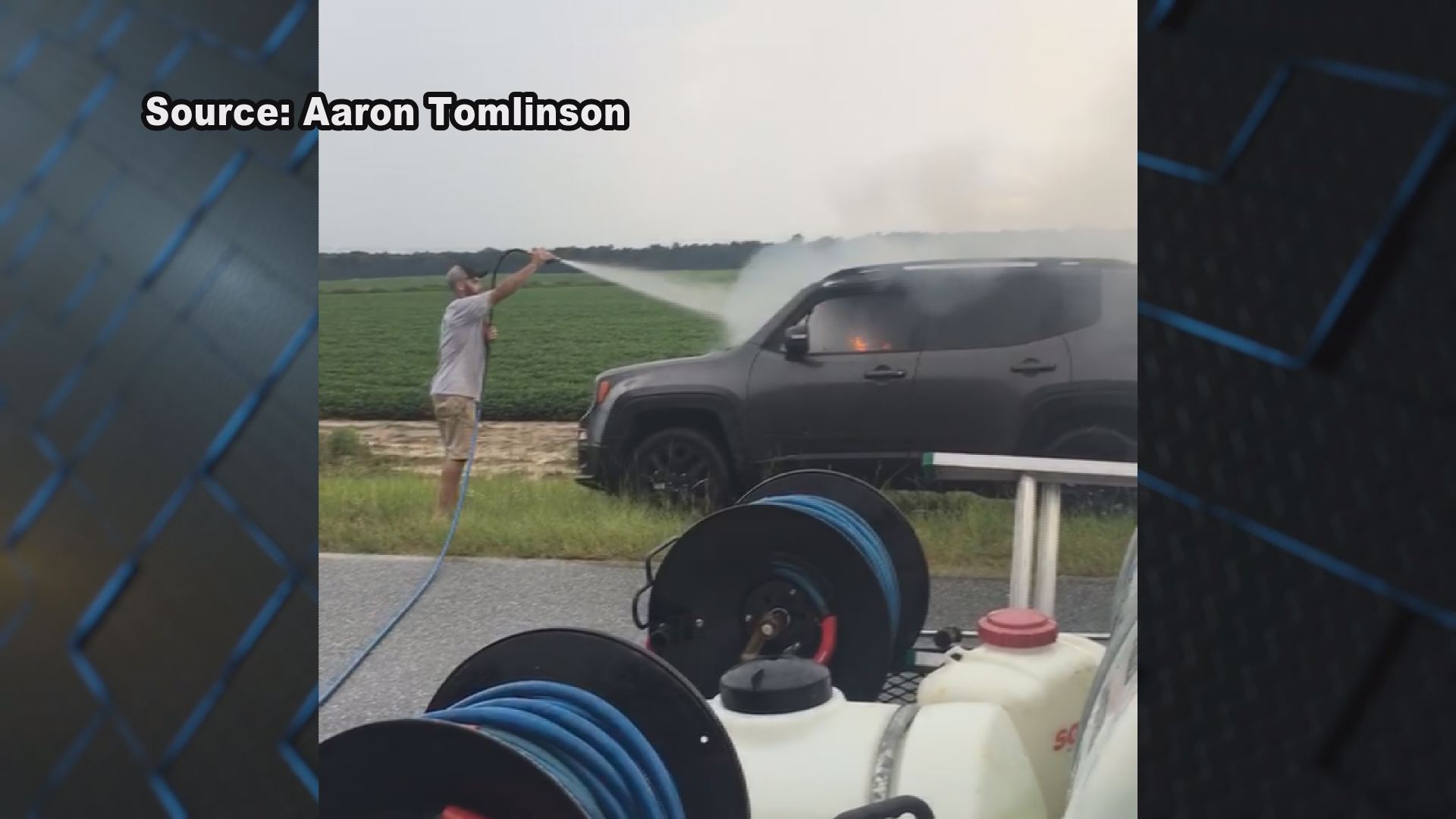 Offduty Albany firefighter uses pressure washer to extinguish car fire