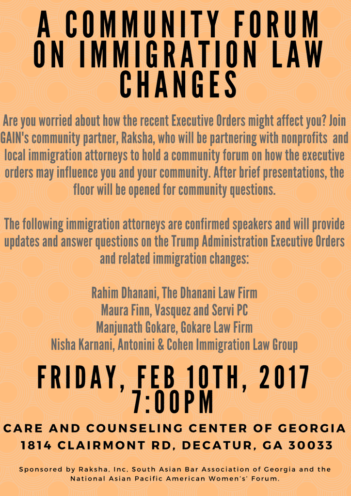 Community Forum on Immigration Law Changes GAIN