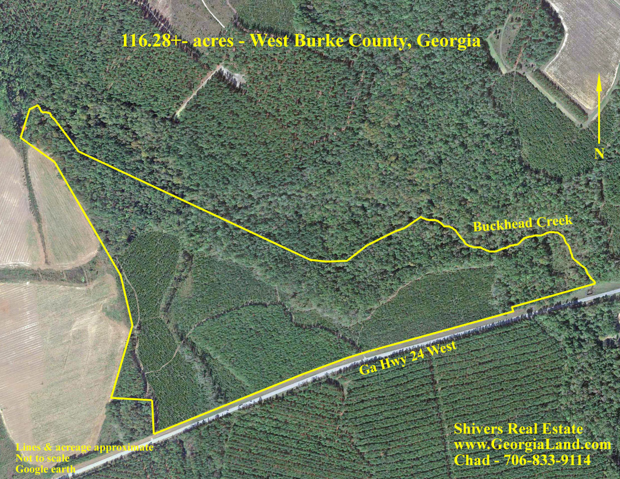 116.28+ acre timber and hunting tract on Buckhead Creek West Burke