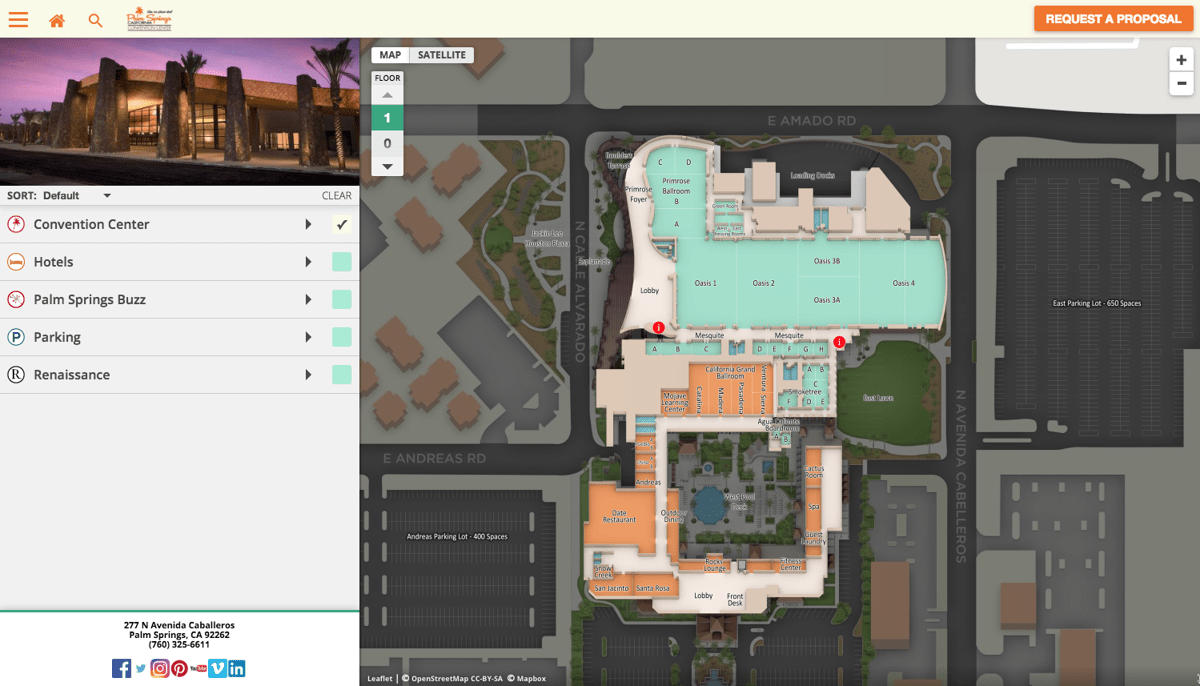 Palm Springs Convention Center launches Concept3D’s interactive 3D map