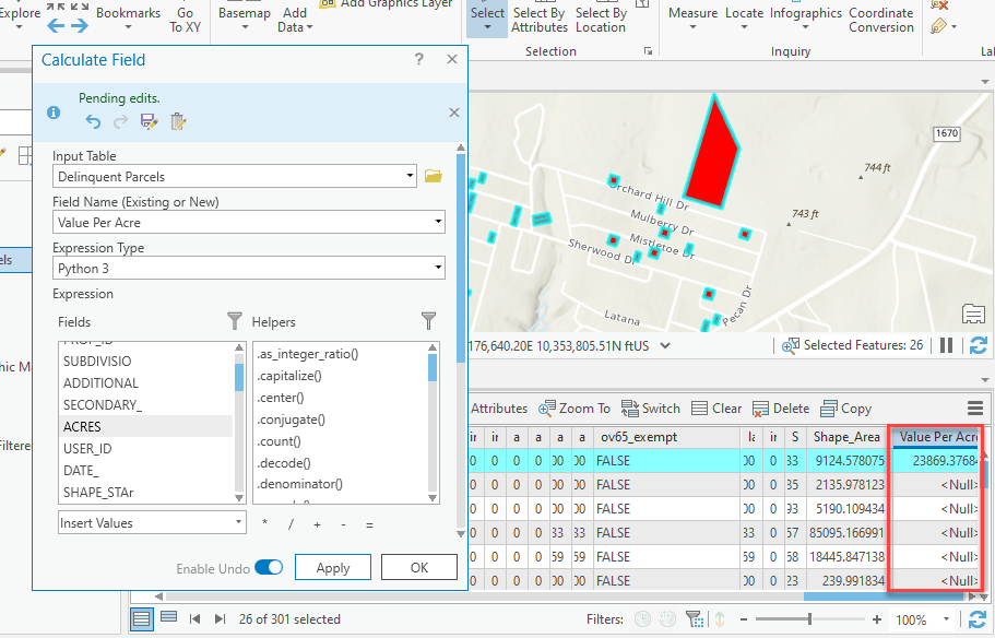 Calculating Attribute Values in ArcGIS Pro with the Calculate Field Tool