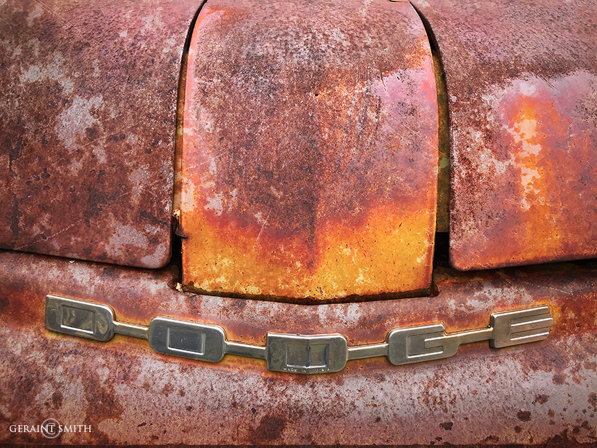Rust on rust, on more rust, on a Dodge truck in Bluff, Utah.