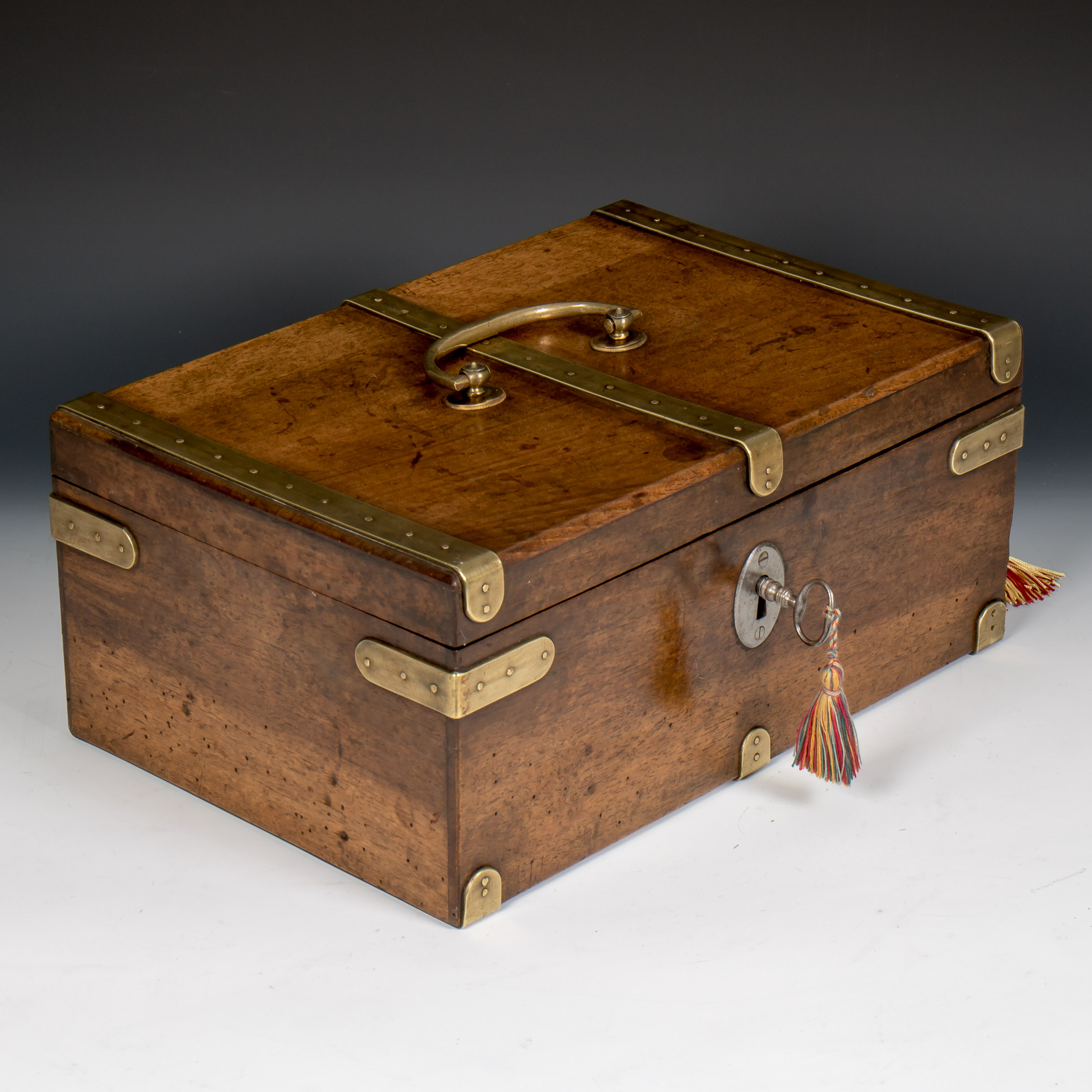 A Mid 18th Century Brass Bound Walnut Strong Box Gerald Mathias