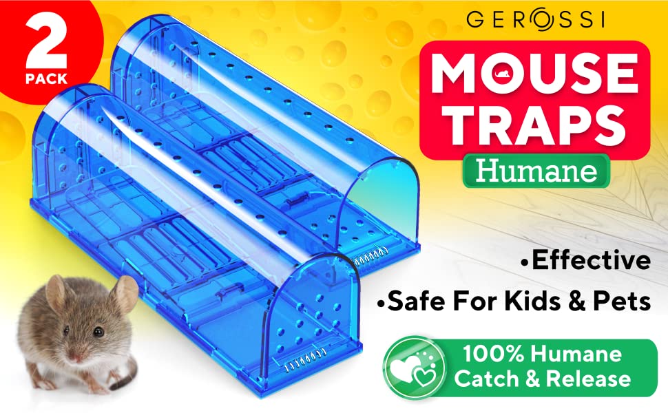 Humane Catch and Release Mouse Traps Pack of 2 Mice Traps for House Indoor & Outdoor No Kill