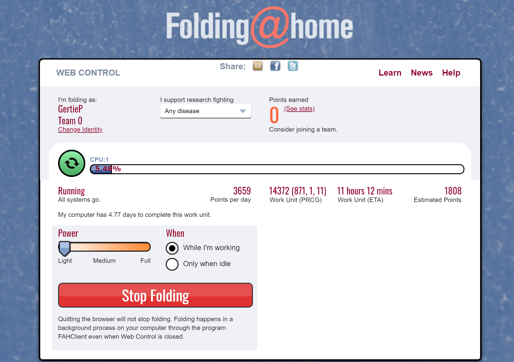 FoldingHome give your computer a life saving job Gertie Puckles