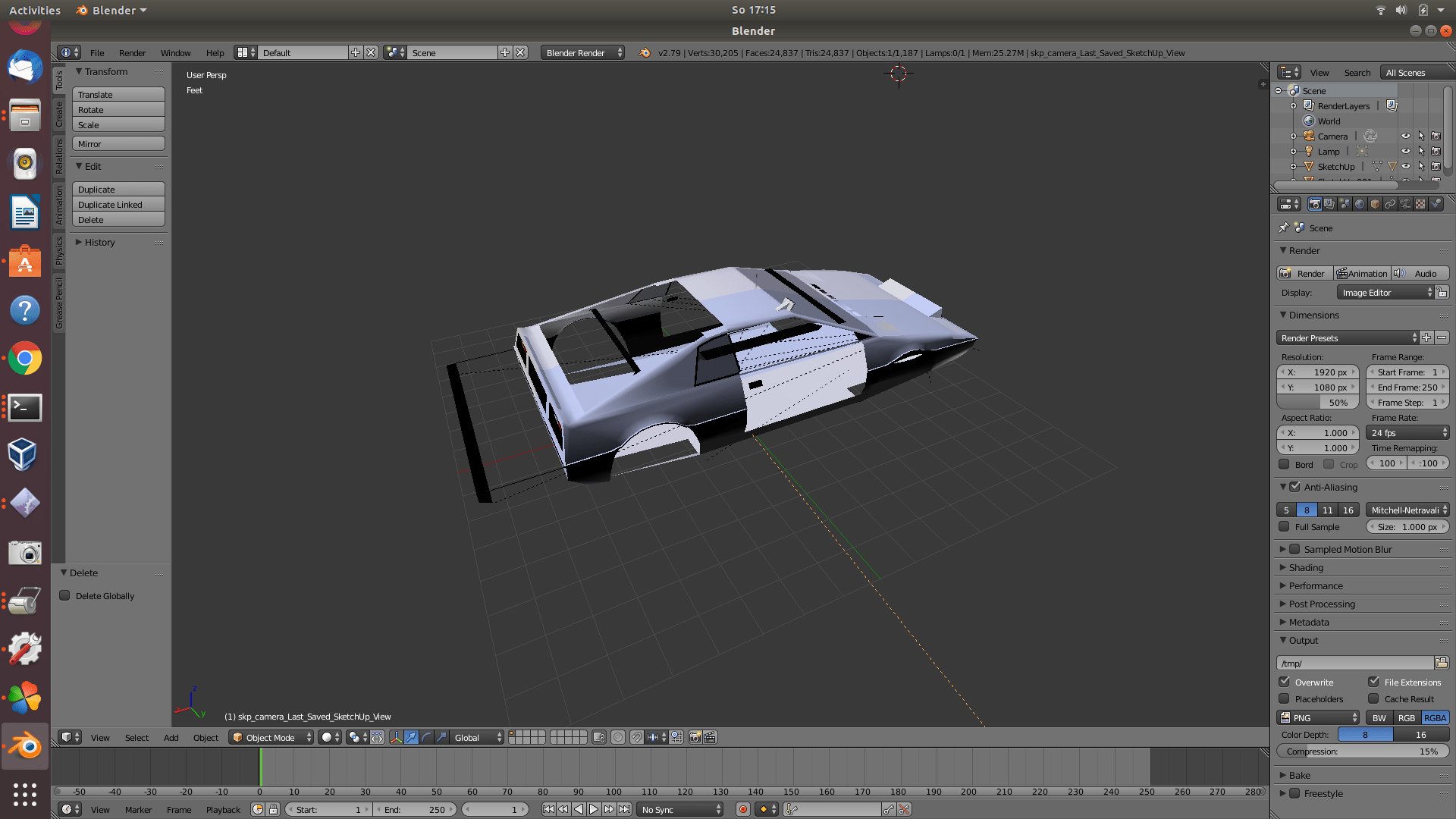 Sketchup Blender Interface not working properly URDF for Robot