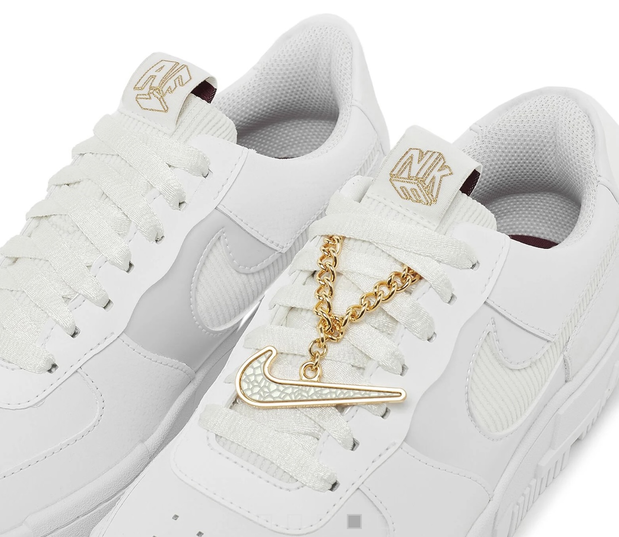 Nike Air Force 1 Pixel Grey Gold Chain Get In My Shoes