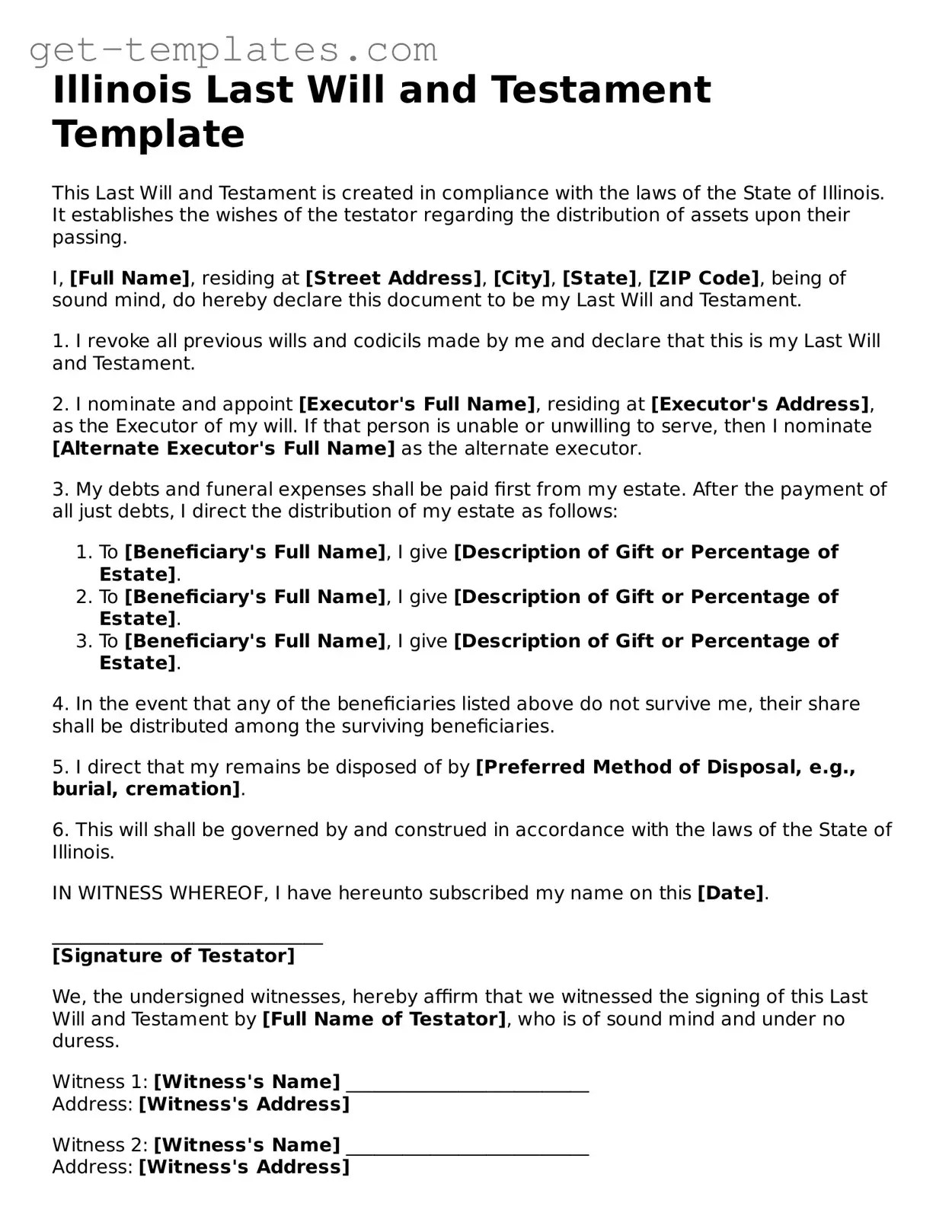 Make a Valid Illinois Last Will and Testament Using Our Printable Template