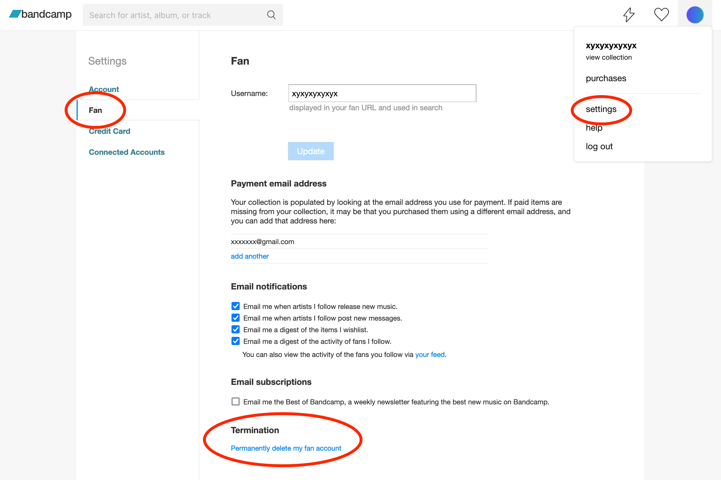 How do I delete my fan account? Bandcamp Help Center